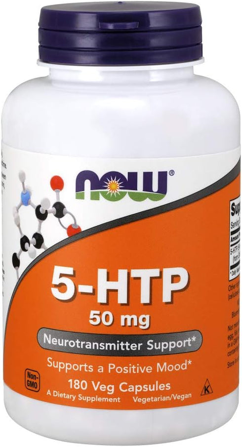 NOW Supplements, 5-HTP (5-hydroxytryptophan) 50 mg, Neurotransmitter Support, 180 Veg Capsules