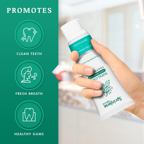Sprinjene Natural SLS Free Toothpaste with Fluoride - Cavity Protection, Gum Health, Fresh Breath, Dry Mouth Help for