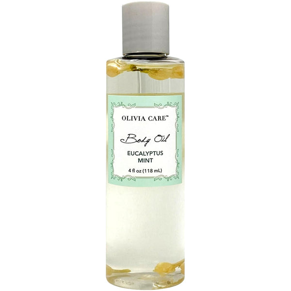 Olivia Care Eucalyptus Mint Body Oil - Vegan & Natural, Hydrating & Moisturizing with VITAMIN E, K & Omega Fatty Acids