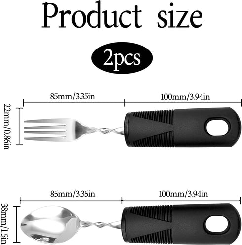 Gyinere Utensils,1 Spoon,1pcs Bendable Adaptive Pcs Fork(Black),for Elderly, Disabled People, ParkinsonS, Arthritis