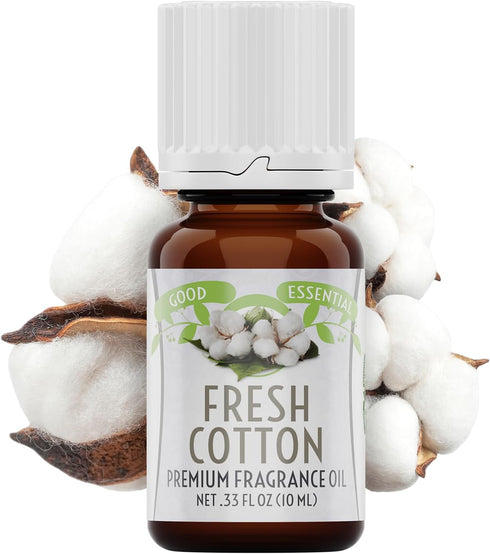 Good Essential - Fresh Cotton Fragrance Oil for Laundry, Dryer Balls, Soap Making, Candle Making, Lotions, Diffuser - 0.33 fl oz