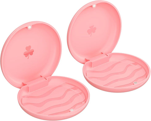 (2 Pack) Solid Orthodontic Retainer Cases, Durable Retainer Storage Case, Pink Color