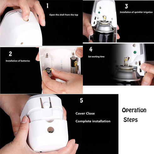 Automatic Air Freshener Spray Dispenser (2-Pack), Wall Mounted/Free Standing, Multiple Time Scent Release Settings