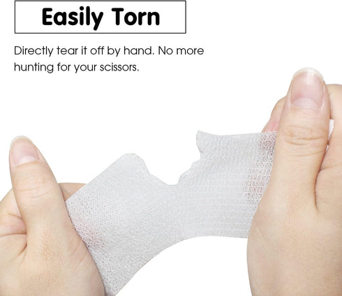 Self Adherent Cohesive Bandage 2"x5 Yards, Stretch Sport Athletic Wrap for First Aid, White (12 Rolls)