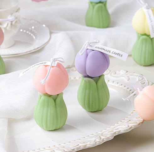T-shin Tulip Flower Shape Scented Healing Candle,70G Flower In Bud Handmade Soy Wax