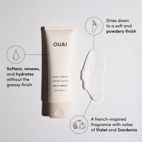 OUAI Hand Cream - Thick, Creamy Balm with Coconut Oil, Murumuru Butter, Shea Butter, Hydrating Moisturizer (3 Oz)