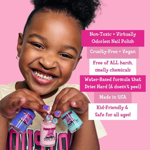 PIGGY PAINT 100% Non-toxic Girls Nail Polish - Safe, Chemical Free, Low Odor for Kids, U.S. of YAY!