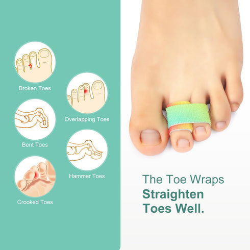 Hammer 8 Pack Niupiour Toe Correctors/Straightener for Women and Men - Fabric Buddy Toe Wraps for Broken, Curled, Toe