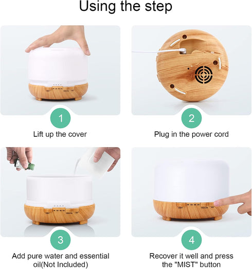 Moisturnt 500ml Essential Oil Diffuser Aromatherapy Humidifier: Grain Ultrasonic Aroma Air Vaporizer for Large Room