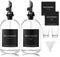 Black Glass Mouthwash Dispenser with Cups, 12.7 oz, 2 Pack, Clear Bottle with Stainless Steel Spout for Bathroom