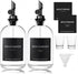 Black Glass Mouthwash Dispenser with Cups, 12.7 oz, 2 Pack, Clear Bottle with Stainless Steel Spout for Bathroom