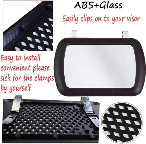 WenMei 2 Pack Black Deluxe Sun Visor Mirror, Auto Supplies Car Makeup Mirror 16.9x11cm/6.65"x4.33"