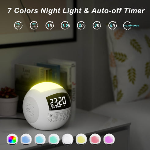 42 Sound White Noise Machine for Kids, Bluetooth + Nightlight, Lullaby/Nature Soothing Sounds, Adjustable Volume