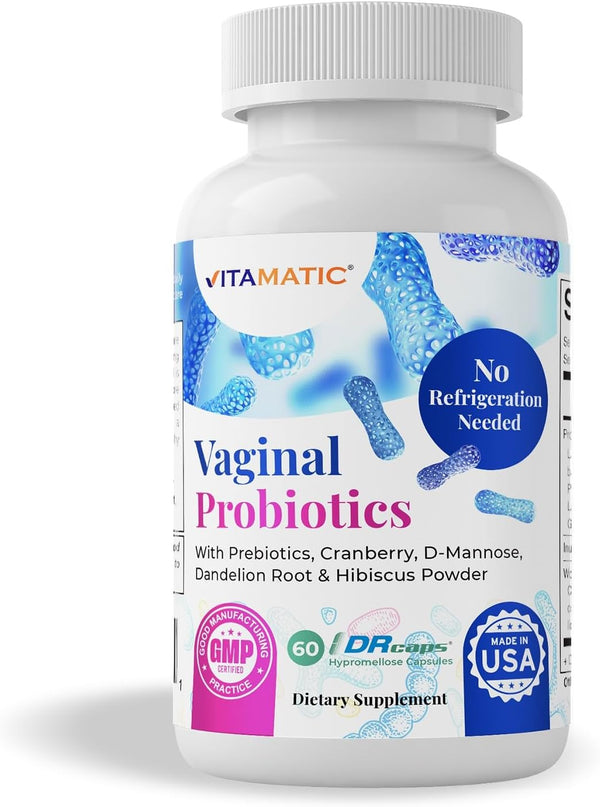 Vitamatic Vaginal Probiotics, 20 Billion for Women, 60 DR Capsules for pH Balance & Odor Control