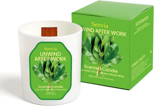 Senvia Crackling Wood Wick Candle, Non Toxic Clean Citrus Scented Candle, Long Lasting