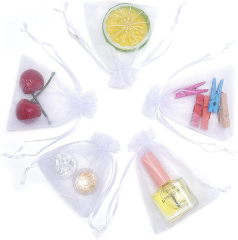 FOCCIUP 100 Pcs 3x4 Inches Mixed Color Organza Gift Bags with Drawstring for Christmas Wedding Birthday Party Favor