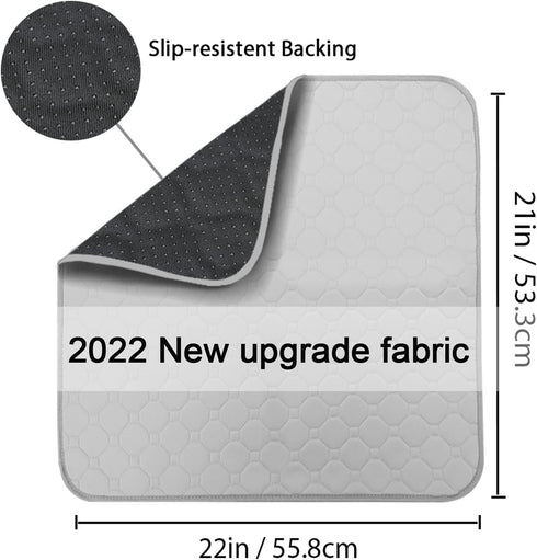 Non-Slip Absorbent Washable Incontinence Pad, 4-Layer Design Chair Absorbent Pads Protection - Set of 2 (Grey) for