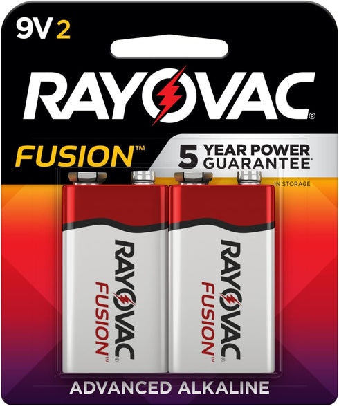 Rayovac 9V Fusion Premium Alkaline Batteries, 2 Count