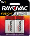Rayovac 9V Fusion Premium Alkaline Batteries, 2 Count