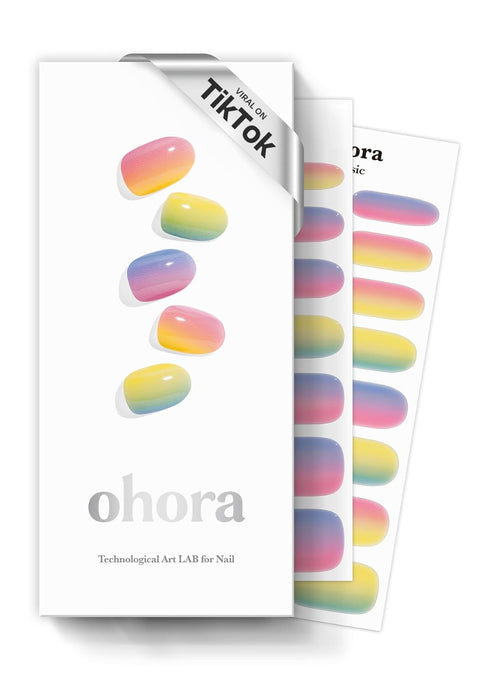 ohora Semi Cured Gel Nail Strips (N Pastel) - Yellow Ombre, Works with Any UV/LED Lamps, Includes 2 Prep Pads