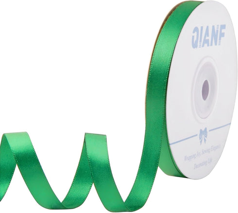 3/8 Inch Green Double Face Satin Ribbon, 25 Yards for Gift Wrapping, Hair Bows, Floral Craft, Decorations