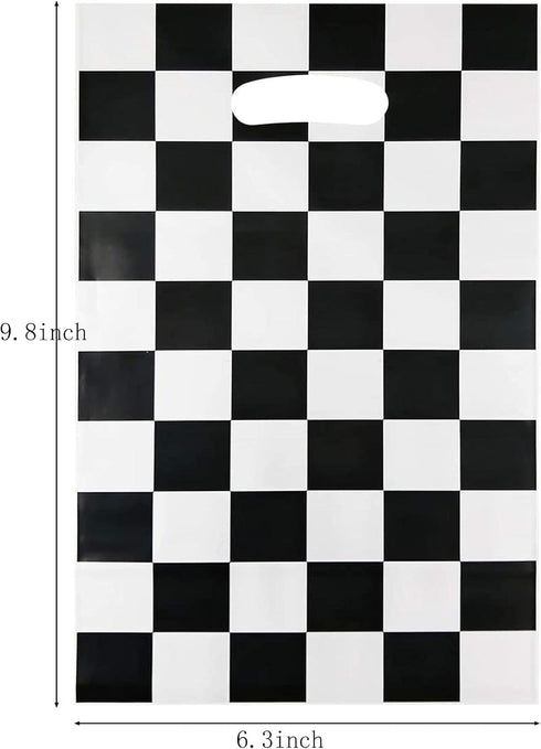 LYT 30 PCS Black and White Checkered Racecar Gift Bags - Birthday Party Supplies for Kids Race Car Theme