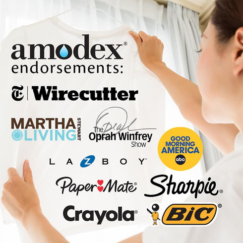 Amodex Ink & Stain Remover Arsenal, Safe for Clothes, Leather, Skin, Full Set with 2 Bottles, 1 Brush, 10 Wipes