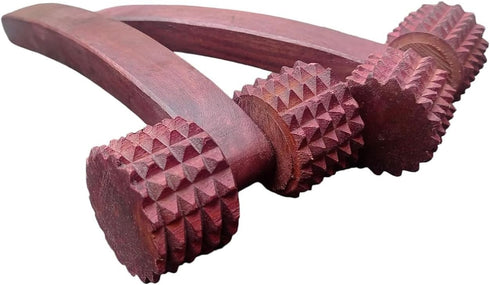 RK NAUTICAL INSTRUMENT Wooden Double Roller Massager, Handcrafted Spiked Rollers, Body Massage Tool, Stress Relief