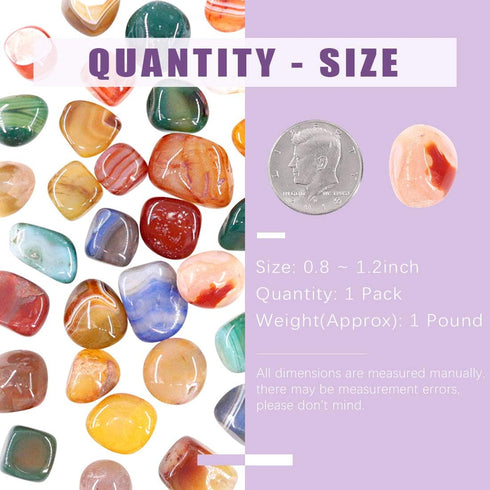 Swpeet 1 Pound Marine Multicolor Agate Bulk Stone, Large Crushed Gemstone Chips 0.75-1" for Jewelry Making
