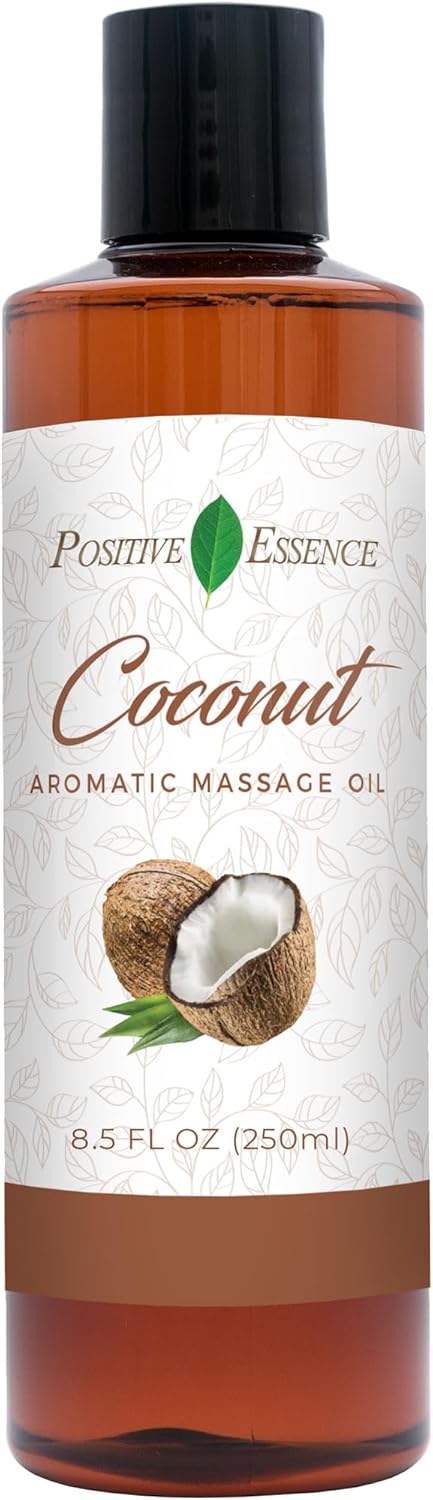 Relaxing Coconut Massage Oil, Made with Jojoba Oil, Sweet Almond Oil, Vitamin