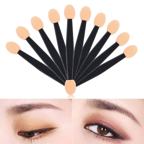 JASSINS 50pcs Eyeshadow Applicators, Disposable Double-Sided Eye Makeup Sponge Brushes