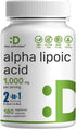 Alpha Lipoic Acid 1,000mg, 180 Veggie Capsules for Max Bioavailability, Antioxidant Supplement for Energy Support