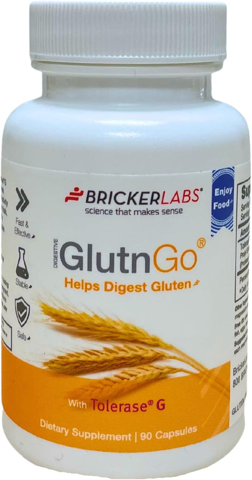 GlutnGo with Tolerase G 100mg Digestion Supplement, 90 Capsules for Gluten Intolerance, Fast and Effective