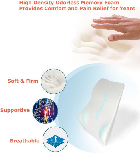 Tektrum Orthopedic Entire Back Support - Full Lumbar Cushion for Car & Headrest Neck Pillow Kit
