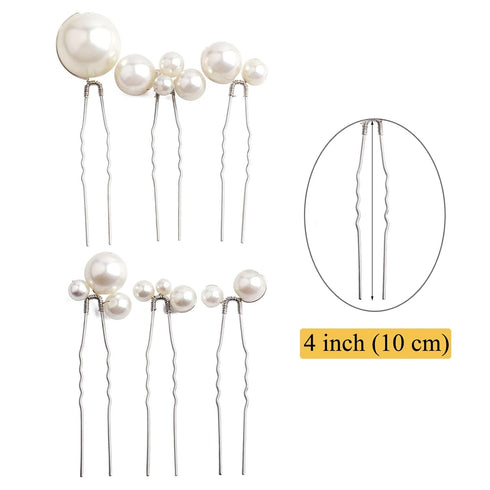 Wedding Pearl Hair Pins (12 PCS), U Shaped Hair Accessories for Bridal Women in Silver