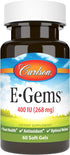 Carlson Labs E-Gems Natural Vitamin E, 60 Softgels, 400 IU
