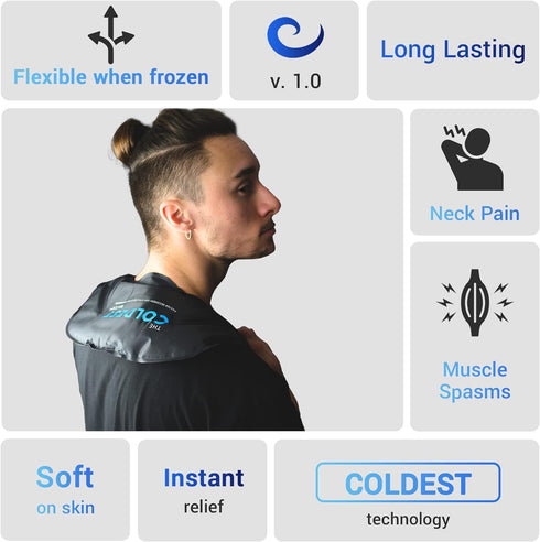 Coldest Neck Shoulder Ice Pack, Reusable Gel Cold Pack Wrap for Pain Relief Therapy