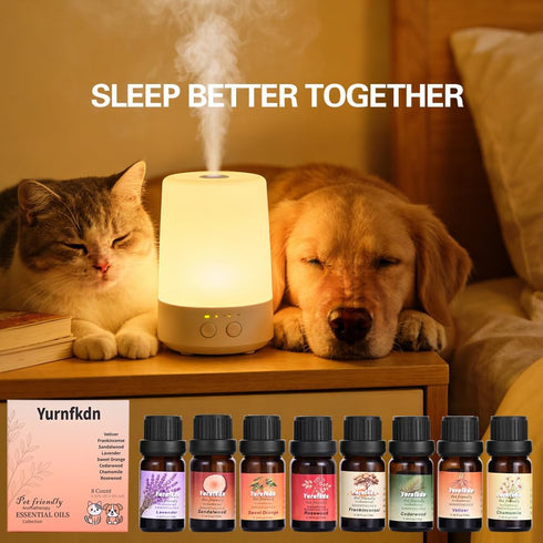 Yurnfkdn (8, Pet Friendly Aromatherapy Essential Oils Collection,Safe for Dogs and Cats,Natural Relaxation and Stress
