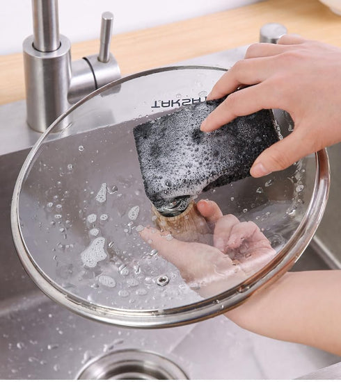 12-Pack Non-Scratch Scrub Sponges for Dishes, Cleaning Sponges for Kitchen and Home (Black)