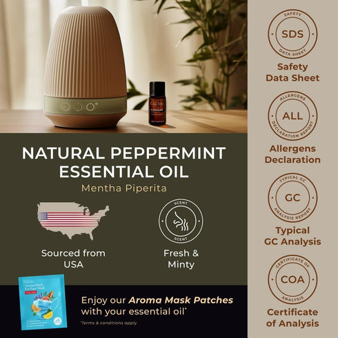 Gya Labs Peppermint Essential Oil for Diffuser & Hair, 0.34 Fl Oz, 100% Pure Natural Peppermint Mint Oil