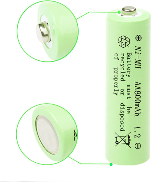 1.2V NI-MH AA 800mAh Rechargeable Batteries, 12 Pack Double A for Solar Lights, String Lights, Mouse, Keyboard
