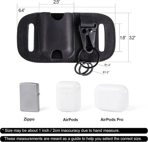 Gentlestache Leather Sheath for Zippo, Leather Zippo Pouch Case, Leather Case Cover for AirPods, Lighter Pouch