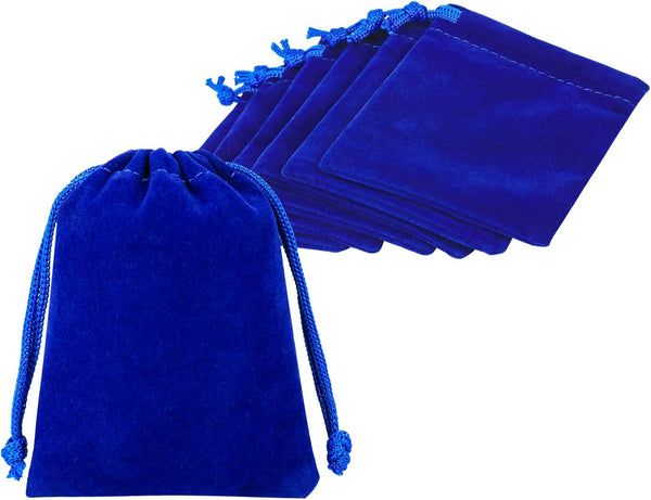 Shintop 10pcs Velvet Drawstring Bags - Wedding Gift Bags, Velvet Cloth Jewelry Pouches (Blue)