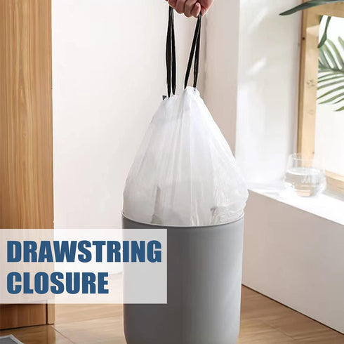 Small Trash Bags 4 Gallon - Drawstring Unscented Garbage Bags for Bathroom, 57 Count