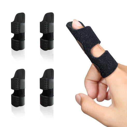 Finger Splint, Universal Trigger Finger Brace for Broken/Arthritis Pain Relief, 4 Pack, Black