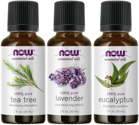 Now Foods 3-Pack Variety Essential Oils: Tea Tree, Eucalyptus, Lavender