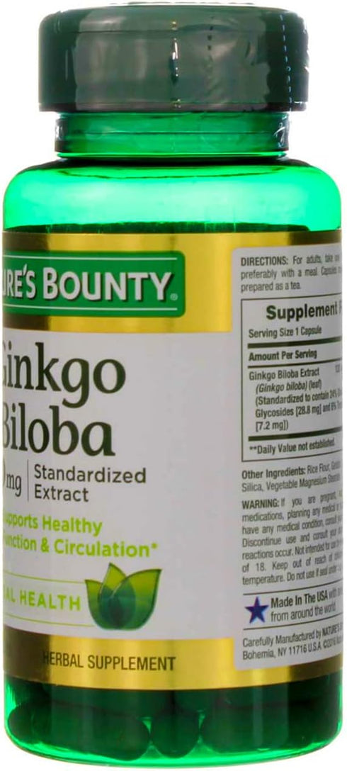 Nature's Bounty Ginkgo Biloba Capsule, 120 mg, 100 ea