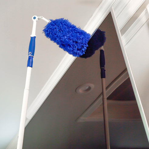 Unger Connect and Clean Microfiber Duster with Pivoting Handle, Compatible with Telescopic Poles for Cleaning