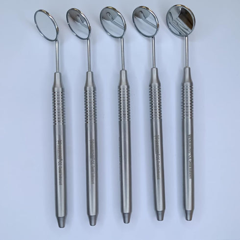 QUANTAFIT EXPORTS Oral Care Dental Mirror #5 5-Pack German Hollow Handle Stainless Steel Tools