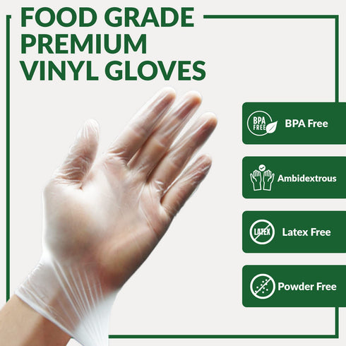 GORILLA SUPPLY Disposable Heavy Duty Vinyl Gloves - Latex Free, Powder Free, BPA Free, Food Safe, Large L, 100 Count